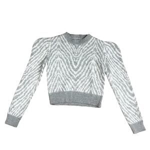 FOREVER 21 Women Grey & White Printed Animal Print Pullover Sweater-Size S